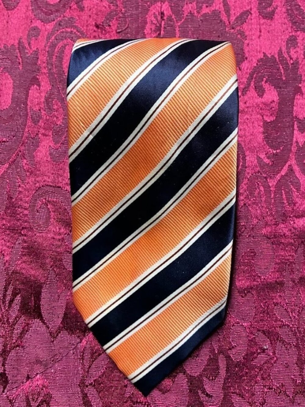 Alexander Julian Colours Orange&Blue Diagonally Striped Repp Tie